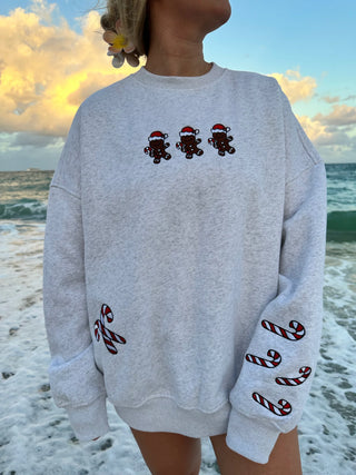 Grey Gingerbread Recipe Embroider Crewneck