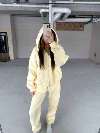 Pale Yellow Staple Oversized Zip Up