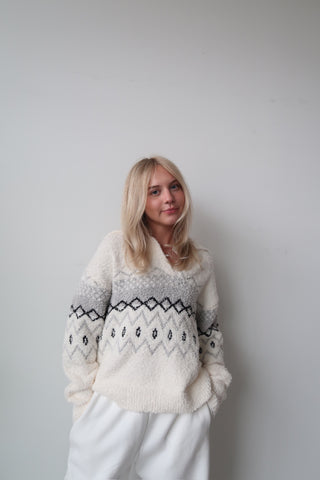 Thread & Supply Bernice Cream/Grey Sweater