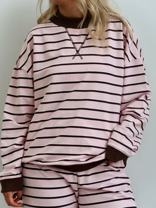 Pink/Brown Striped Mockneck