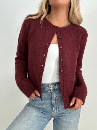 Burgundy Button Down Cardigan