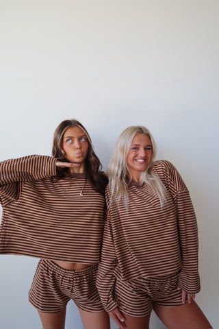 Cozy Brown Striped Long Sleeve