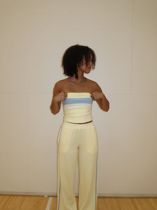Butter Yellow and Light Blue Tube Top