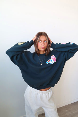 Daydreamer Ski Patch & Pass Collector Oversized Crew Sweatshirt
