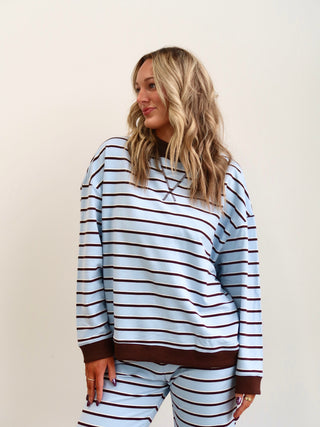 Blue/Brown Striped Mockneck