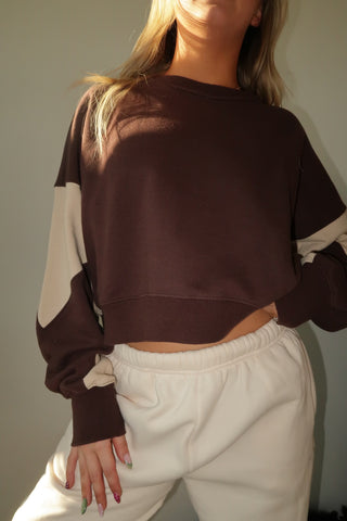 Espresso/Bone Color Block Sweatshirt