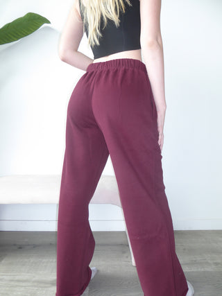 Black Cherry Staple Wide Leg Sweatpants