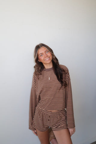Cozy Brown Striped Long Sleeve