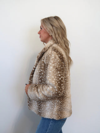 Deer Print Fur Coat