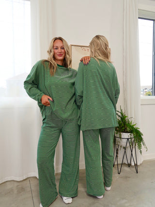 Green & Pale Yellow Striped Lounge Pants
