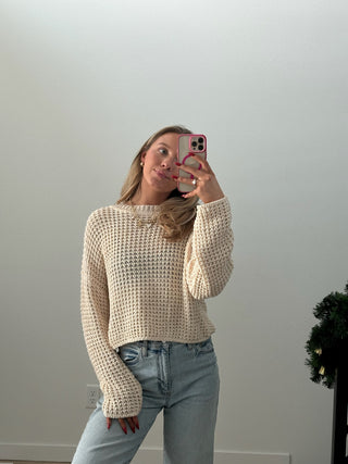 Cropped Open Knit Sweater