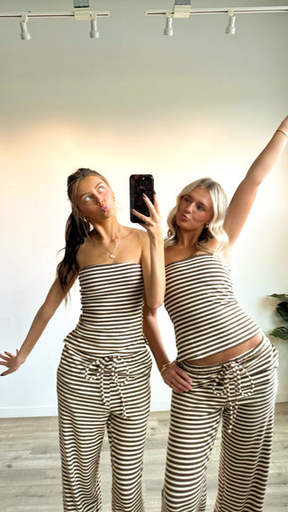 Brown Striped Cozy Tube Top