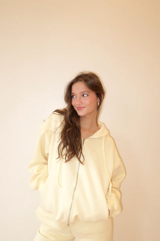 Pale Yellow Staple Oversized Zip Up