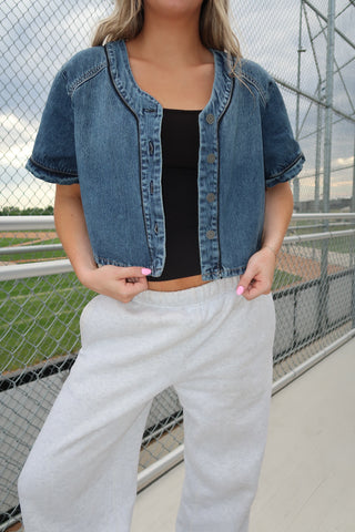 Hidden Dark Wash Cropped Shirt