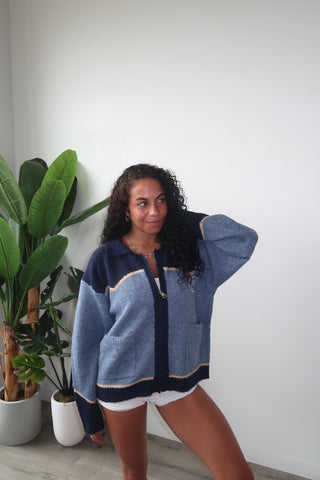 Blue “Rodeo” Horse Detail Zip-Up
