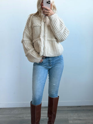 Cream Chunky Knit Cardigan