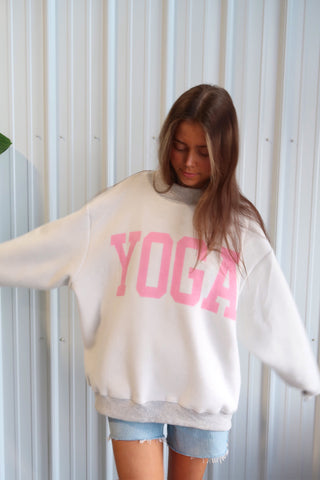 Pilates/Yoga Reversible Mock Neck Sweatshirt - Grey & Pink