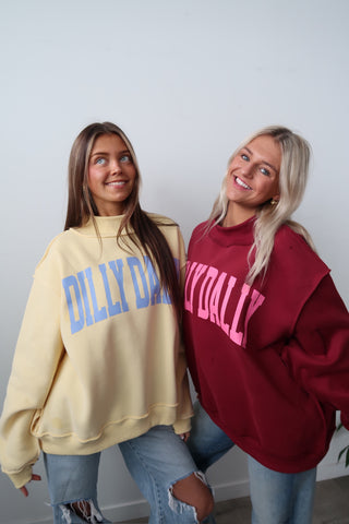 Pale Yellow & baby Blue "Dilly Dally" Mock Neck