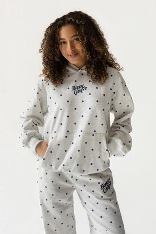 Happy Camp3r Heather Gray Polka Dot Appliqué Hoodie