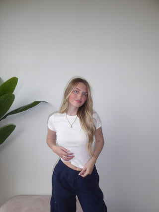White Mid Length Baby Tee