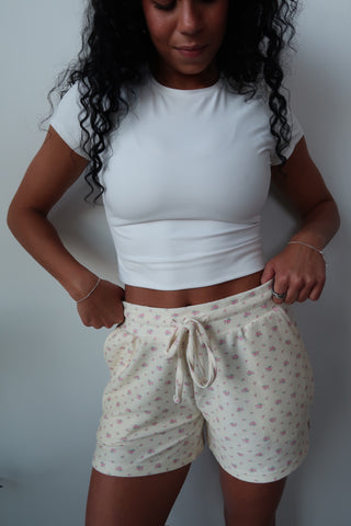Vintage Flower Drawstring Shorts