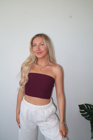 Plum Ribbed Tube Top