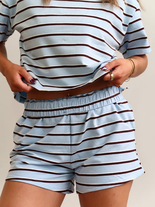 Blue/Brown Striped Lounge Shorts