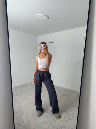 Long Steel Grey Staple Wide Leg Sweatpants