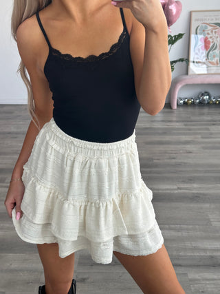 Cream Ruffle Skort