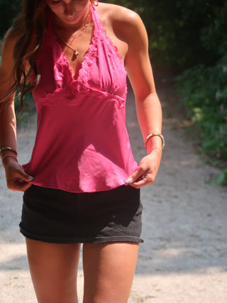 Pink Lace Halter Top