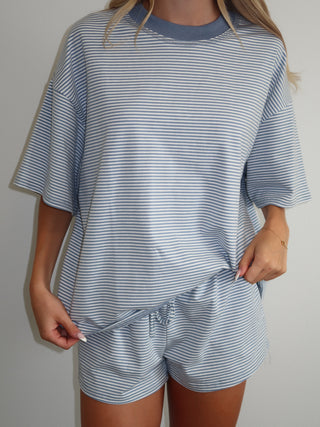 Dusty Blue Striped Shorts