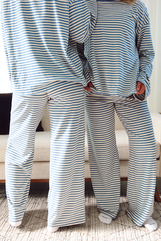 Dusty Blue Striped Lounge Pants
