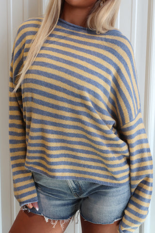 Blue And Yellow Striped Lightweight Sweater