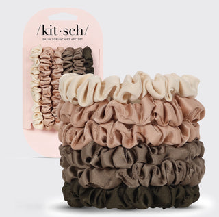 Kitsch Ultra Petite Satin Scrunchies 6 Piece - Eucalyptus