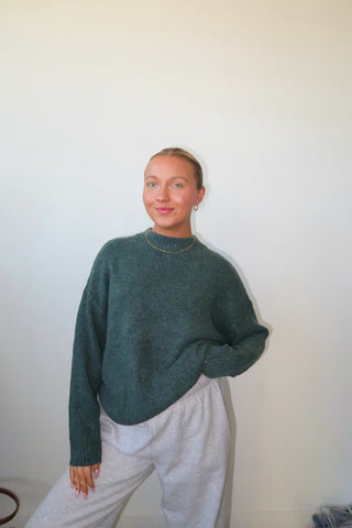 Balsam Green O-Neck Pullover Sweater