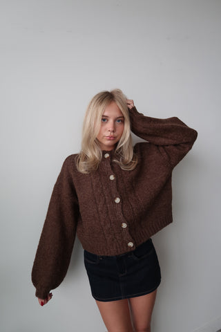 Brown Cable Knit Cardigan sweater