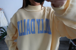 Pale Yellow & baby Blue "Dilly Dally" Mock Neck