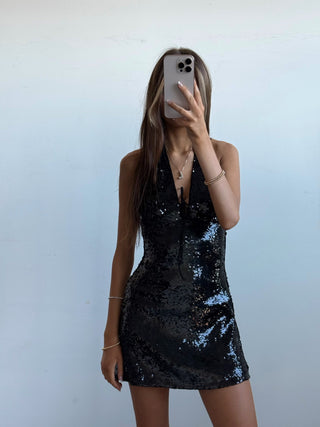 Black Sequin Party Dress