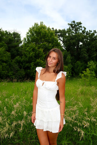 White Mini Dress w/ Tie Front