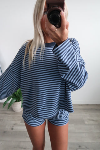 Cozy Blue Striped Shorts