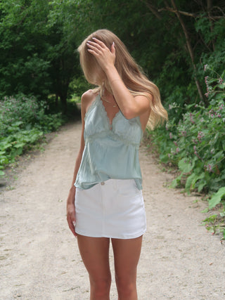 Sage Green Lace Halter Top