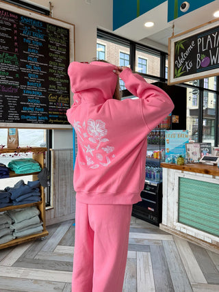 Pink Tropical Embroider Hoodie