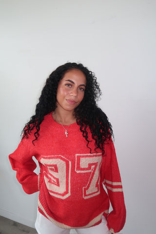 Cozy Knit “97” Varsity Pullover