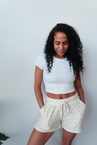 Vintage Flower Drawstring Shorts