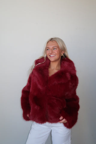 Burgundy Fur Short Coat