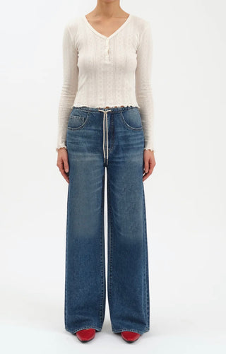 Daze Madison Mid Rise Wide Leg Vintage Blue