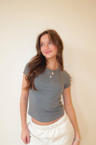 Charcoal Crew Neck Jersey T-Shirt