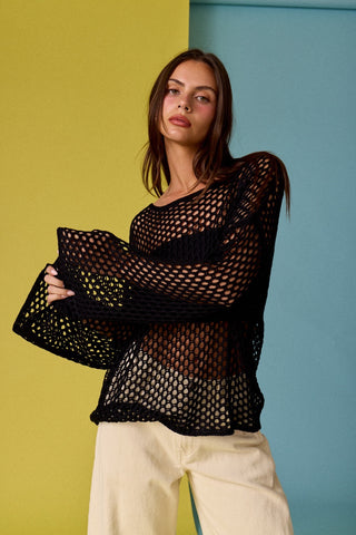 Black Crochet Long Sleeve