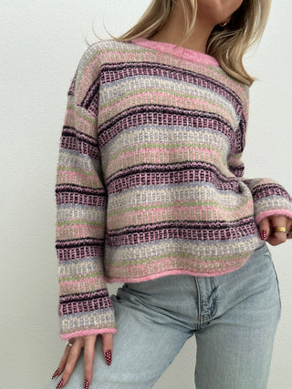 Pink Pastel Multicolor Pullover Sweater