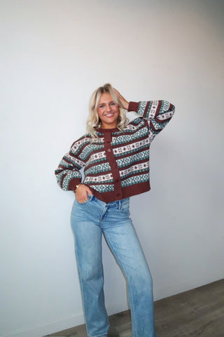 Brown & Green Christmas Pattern Sweater